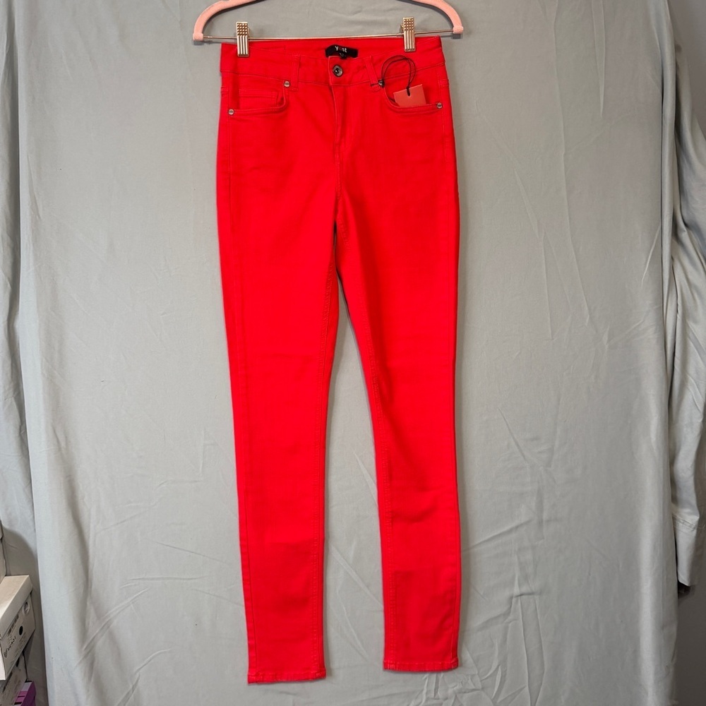 Yest Womens Hi Rise Skinny Jeans Size 4 Red Stretchy Bold Casual Everyday Punk